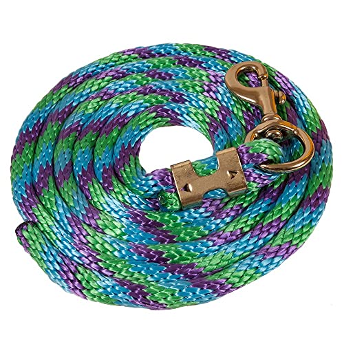 Mustang Poly Lead Rope 9ft. with Bolt Snap - color: Grn/Prpl/Trq