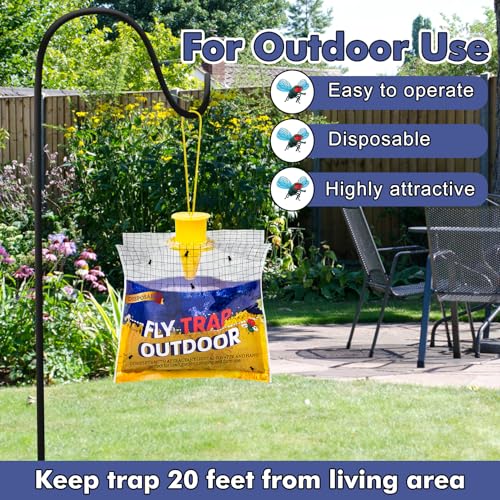 Fly Traps Outdoor Hanging for Patio, 4 Pre-Baited Flies Bags Disposable | Flies Catcher Repellent, Reusable Stable Horse Ranch Trapper Outdoor Hanging Fly Killer Helps Control Flies - size: 4 pack1