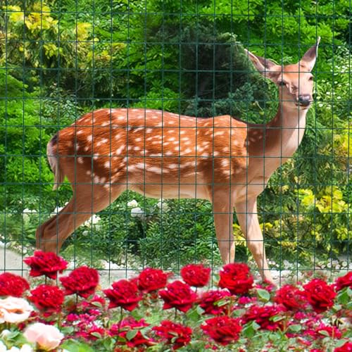 Green PVC Coated Welded Wire Fence 24" x 100' Roll, 2"x3" Mesh, 16 Gauge | Vinyl Coated Garden Fencing, Yard & Pet Barrier, Chicken Wire Fencing, Dog Enclosure Mesh, Vegetable Plant Protector - color: Green, size: 2''x3'' 16GA 24''x100'