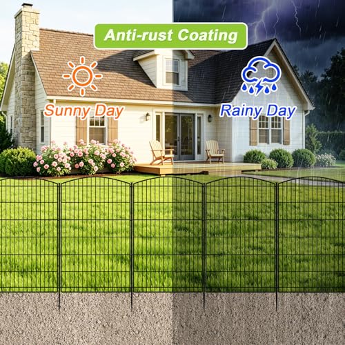 INJOPEXI Decorative Garden Fence 12 Panels 26ft (L)×42in (H) Garden Fences with 12 Panels Rustproof Wire No Dig Rabbit Animal Barrier Fencing Rabbit Dog Fence for Yard Patio Outdoor - Without Gate - size: 12 Panels 26ft(L)-42"(H) - Without Gate