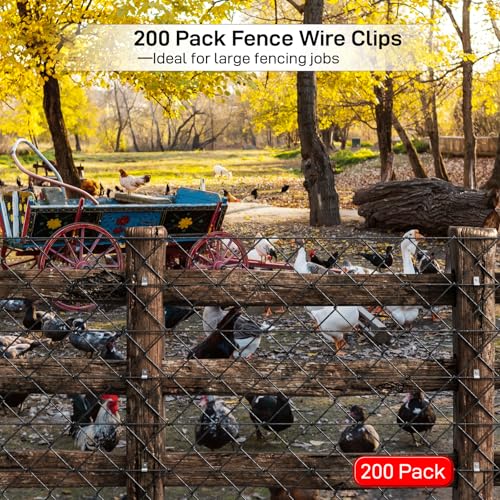 Fence Wire Mounting Clips – 200 Pack Stainless Steel Clamps with Screws – Compatible with 12-16 Gauge Wire and Wood Fence Posts - style: LS4