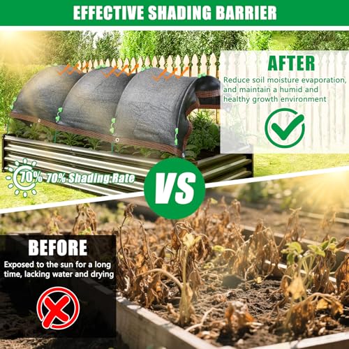 KJX 78.7"x39.4" Garden Shade Kit, 70% Garden Sun Shade Cloth with Hoops | Garden Shade Kit for Plants Heat Protection, Raised Garden Bed Shade Cover Plant Sun Shade for Outdoor Plants Vegetables - size: 78.7"x39.4" Shade Cloth-1 Pack