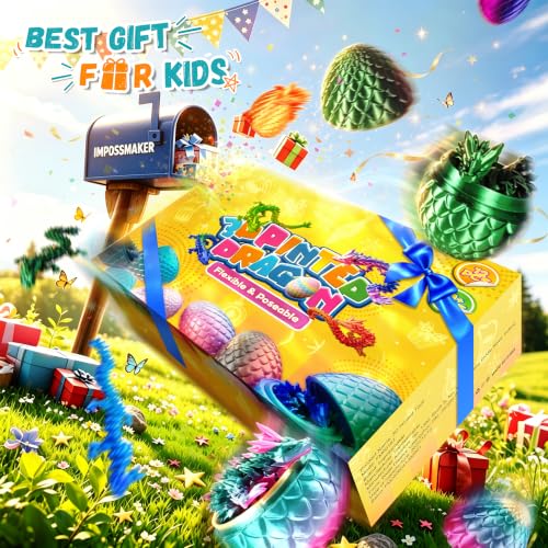 Impossmaker 12pcs 3D Printed Dragon Eggs, Crystal Dragon Toy Gifts | Surprise Dragon Eggs for Party Favors, Fun Goodie Bag Stuffers for Birthdays, Classroom Prizes - style: 12P-S1