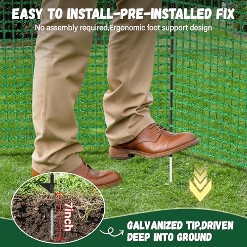 4x50FT Temporary Fence with Posts,Plastic Garden Safety Fence | 9 Fiberglass Stake,Windbreak Rope,Ground Peg,Temporary Fence for Backyard Outdoor Animal Protect,Temporary Dog Fence - size: 4x50FT
