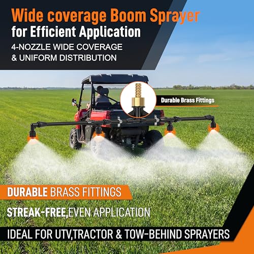 Boom Sprayer Wand ATV Sprayers Kit with 3/8 Inch Brass Barb Fittings | Wide Coverage Sprayer Attachment for UTV Tractor Tow Behind Sprayers Agricultural Lawn Spray System