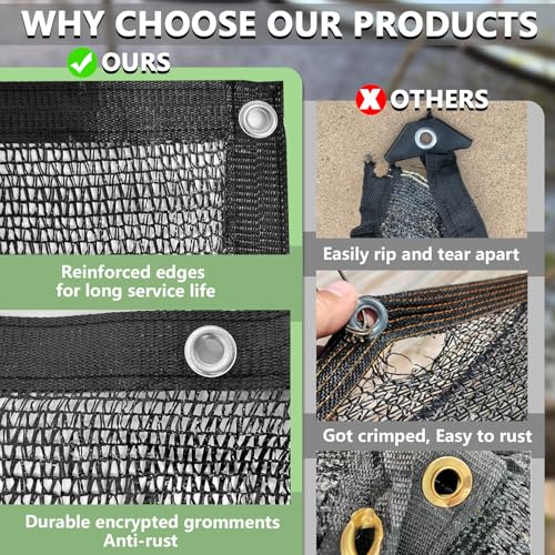 40% Shade Cloth for Garden,14x20 FT Sun Shade Protection | UV Resistant Breathable Black Shade Cover for Greenhouse,Plants,Raised Beds,Vegetables & Flower from Sun,50PCS Zip Ties - size: 14ft x 20ft
