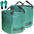 Standard 2-Pack 32 Gallon Lawn Garden Bags Big (D18,H30 in) Yard Waste Bags W/Gardening Gloves for Leaf Bag,Grass Clippings,Yard Debris Bin,Camping Trash Container,Recycling Bin,Laundry Bag 4 Handles