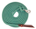 14FT Lead Rope with NP Snap - color: Turquoise with Brown, size: 14 ft. Nickel Trigger Snap