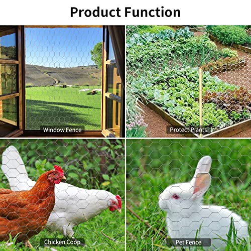 Chicken Wire 13.7 in x 393.7 in Poultry Wire Netting Hexagonal Galvanized Mesh Garden Fence Barrier for Pet Rabbit Chicken Fencing with 100 Pcs Cable Zip Ties - color: Silver, size: 13.7"x393.7"+100Ties