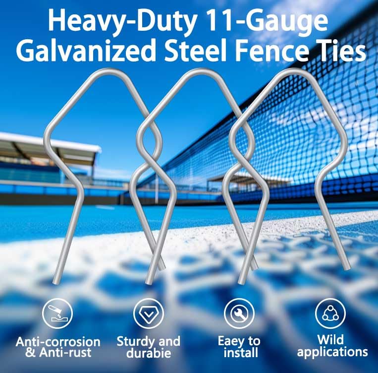 200 Pcs T Post Clips Kit, Metal Wire Fence Clip & 1 Drill Chuck, Galvanized Steel Tie Preformed T-Post Fence Clips 11 Gauge Fence Ties Fast Installation Farm Garden&Livestock Fencing T/U-Posts(Silver) - size: 200PCS