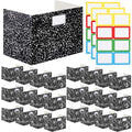 Sabary 24 Pack Desk Dividers for Students,Marble,Black | Privacy Folders Testing Dividers with Labels, Standard School Privacy for Classroom Teacher Supplies - color: Black, style: Marble