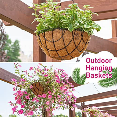Riare 6 Pack 12 Inch Round Coco Liners Replacement, 100% Natural Coconut Coir Liners for Hanging Baskets, Garden Flower Vegetables Planter Pot, Window Box, Fence, Decks - size: 12inch