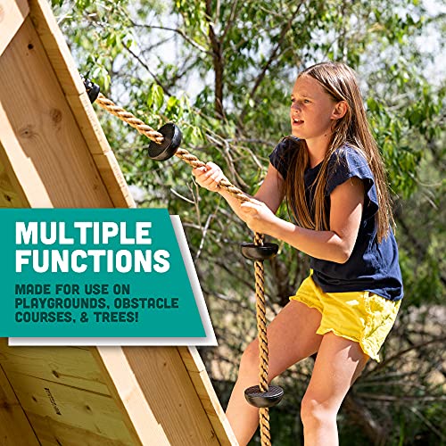 Squirrel Products 6.5 ft Climbing Rope with Platforms - Swing Set Accessories - Additions & Replacements for Active Outdoor Play Equipment