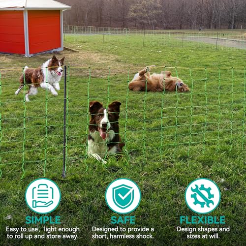PPOLB Electric Fence Netting - 35.4" H x 164' L, Portable Movable Livestock Nets Mesh for Goats, Sheep, Hogs, Dog, All-Purpose Electric Fencing for Backyards, Homesteaders, Farms Ranches, and Gardens - size: 35.4" H x 164' L Livestock