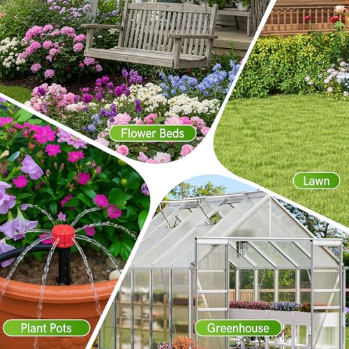 50FT 1/2"(OD) Drip Irrigation Tubing with 4 Fittings | 4 Packs 4-Way Quick Coupler, Push-to-Connect Fittings, For Raised Beds, Garden, Greenhouse, Lawn, Garden Watering System - size: 50FT 1/2”(OD) Tube