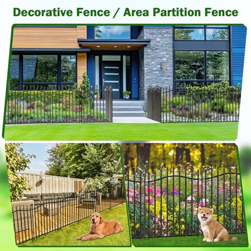 No Dig Garden Fence 32" H x 22.5'L Decorative Yard Dog Outdoor Panels - size: 32 in(H)