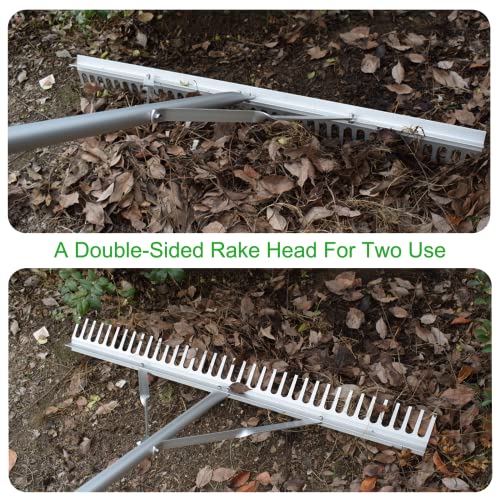 Landscape Rake, 36" Head Aluminum Lake Weed Rake for Lawns Lake Garden Pond | Heavy Duty Rake with 67 Inch Handle, for Loosening Soil, Landscaping Lawn Care, and Beach Care