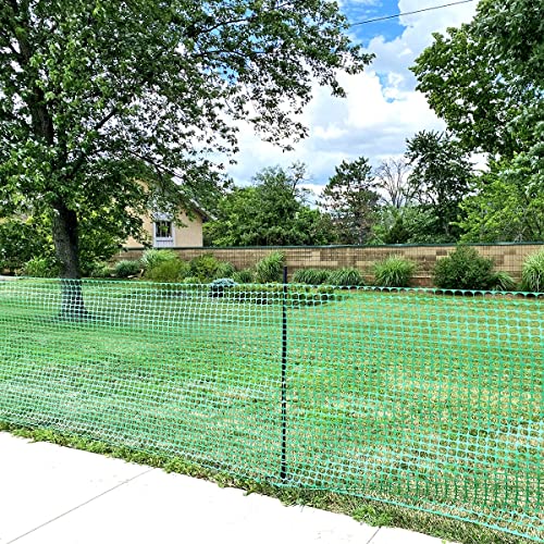 Ashman Plastic Mesh Fence, 4'x50' Feet, 1 Roll, Green, Construction Barrier Netting, Garden Fencing, Fences Wrap, Above Ground, for Snow, Poultry, Chicken, Deer, Patio, Garden Netting, Green 50FT. - color: Green, size: 50 FT