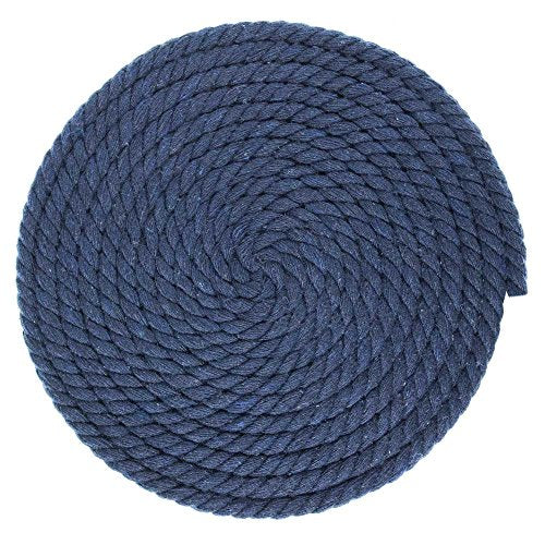 Twisted Natural Cotton Rope - 1/4 Inch - Solid Colors - Available in Lengths of 10 Feet, 25 Feet, 50 Feet, and 100 Feet - color: Navy, size: 10 feet