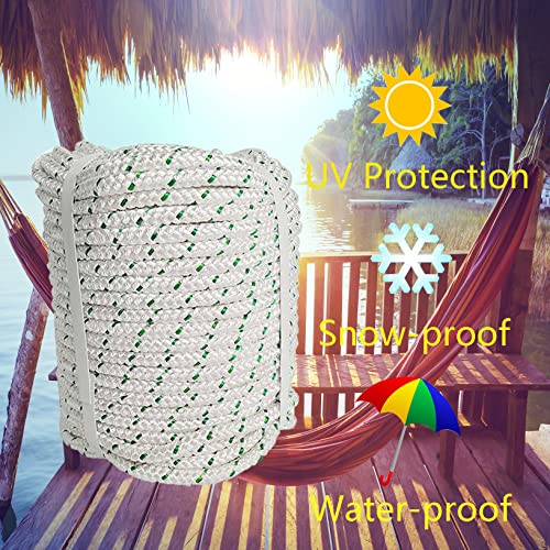LABLT 3/8 in Braid Polyester Arborist Rigging Rope, 100 FT High Strength Bull Rope for Swings Arborist Gardening Marine - size: 3/8in*100ft