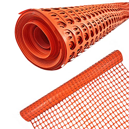 Ashman Plastic Mesh Fence, Construction Barrier Netting, Orange, 4'x100' Feet, 1 Roll, Garden Fencing, Fences Wrap, Above Ground, for Snow, Poultry, Chicken, Deer, Patio, Garden Netting, Orange 100FT - color: Orange, size: 100 FT