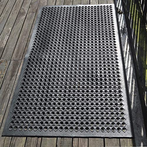 Uniboho Door Mat Outside Entrance Rubber Floor Mat 35x24 Anti Slip | Commercial Resturant Kitchen Drainage Mat Heavy Duty for Garage Garden Industral Pool Bar Wet Area - size: 35x24 inches