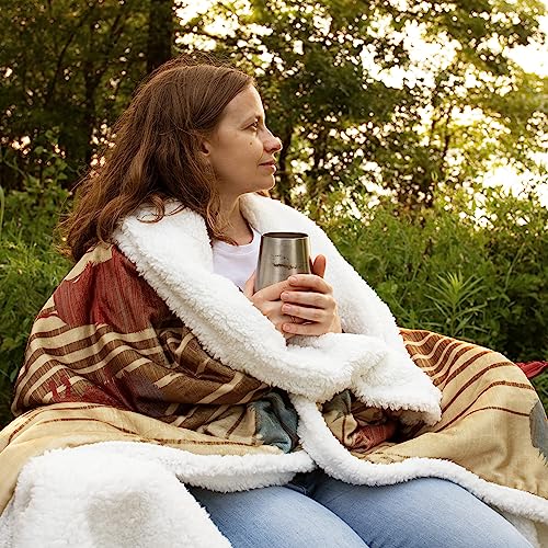 Indigo Hill by HiEnd Accents Home on the Range 54x68 Throw Blanket | Buffalo Bison Print with Aztec Pattern, Western-Style Sherpa Fleece Blanket for the Couch, Sofa, Bed, or Camping - color: Buffalo Bison
