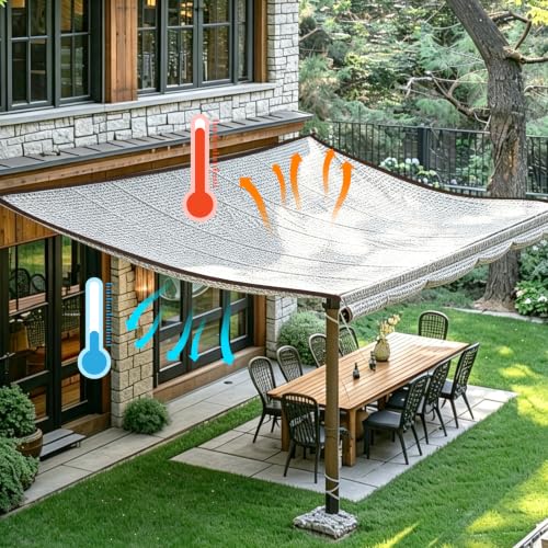 Aluminum Shade Cloth 10x20’, 80% Reflective Tarp Aluminum, Cools 10-20°F, Breathable Mesh Tarp with Grommets, Sunblock Netting Sun Shade Cover for RV, Tent, Garden, Car, Chicken Coop(Silver) - size: 10x20’
