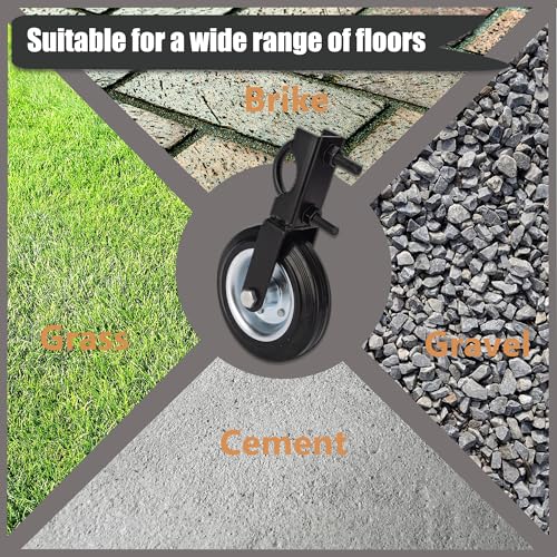 6" Heavy Duty Farm Gate Wheel - 500LB Solid Rubber Gate Helper Wheel for 1-5/8" Thru 2" Metal Tube/Swing Gate, Chain Link Fence, U-Bolt Install, 2 Pack
