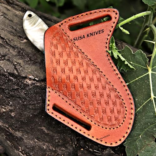 Custom Handmade 7'' fixed blade hoof rasp knife Cow boy knife Turquoise Handle Damascus steel Bull cutter, cowboy knives with pancake leather sheath (RESIN) - color: RESIN