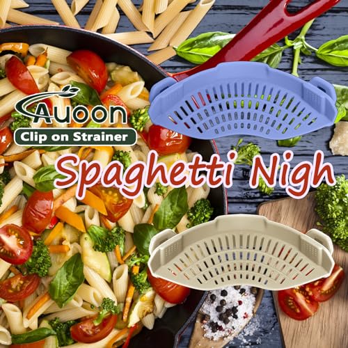 AUOON Clip On Pot Strainer Silicone, Standard 8.86 x 3.55in, Blue Velvet | BPA-free, Fits All Pots Pans Bowls, Dishwasher Safe, for Pasta Noodles Vegetable Fruits, Space-saving Kitchen Gadget - color: Blue Velvet, size: Standard 8.86 x 3.55 in