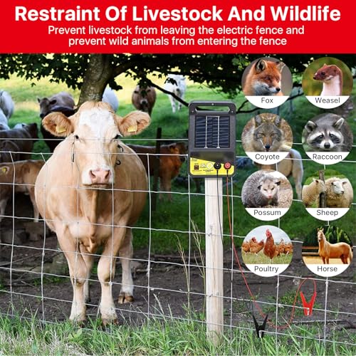 8 Pcs Electric Fence Wire Connect, 3 Ft Electric Fence Charger Solar Powered Fence Charger Fence Lead Copper Wire with Alligator Clip (Black+Red)