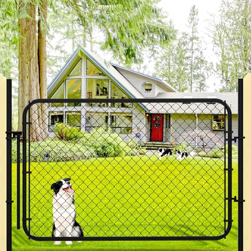 Adjustable Chain Link Fence Gate Kit,Rust-Resistant PVC Coated Garden Gate for Outside,Durable Outdoor Gate for Garden Fence, Pathways, Yards, and Driveways, 26"-72" Wide x 4' High - size: 4ft High