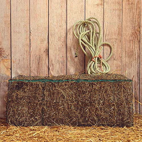 Riakrum 2 Pcs 47 x 20 x 20 Inch Large Square Bale Hay Net Horse | 5 Mm Mesh Fits 47x20x20 in Bales, Slow Feeder Cuts Waste, Black Net for Horse Mule Goat Cattle, Durable Feeding Bags