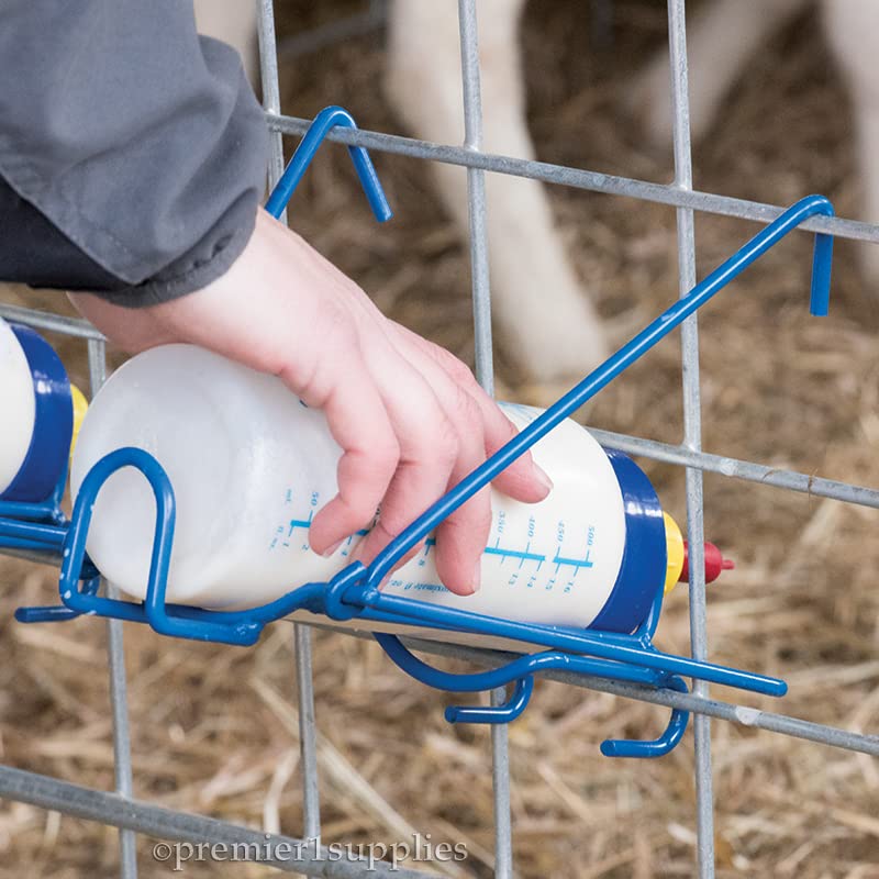 Premier 1 Lamb 'N' Goat Kid Wide-Mouth Bottle Kit – Pritchard Teat & Rack | Includes Pritchard teat & bottle rack. Wide mouth for easy cleaning & filling. For orphan lambs & goat kids. - style: Bottle, Pritchard Teat & Bottle Rack