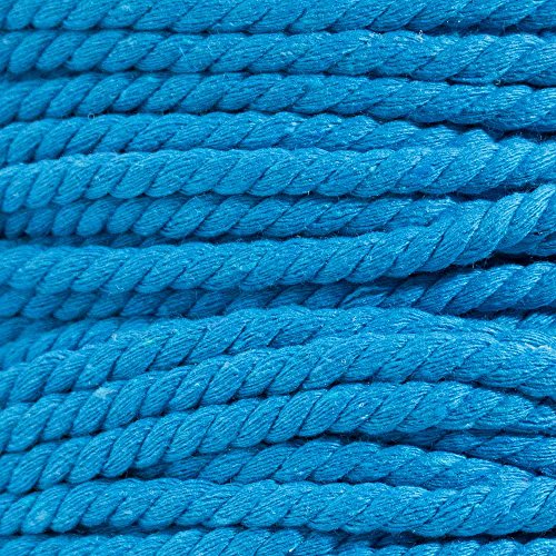 Twisted Natural Cotton Rope - 1/4 Inch - Solid Colors - Available in Lengths of 10 Feet, 25 Feet, 50 Feet, and 100 Feet - color: Cyan, size: 10 feet