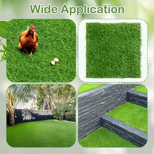 12Pack Chicken Nesting Pads, 12'x12' Nesting Box Pads Artificial Grass Washable Chicken Coop Bedding Laying Rug Fake Turf Mats Grass Carpet Garden Lawn for Hen & Small Pets (12PCS)