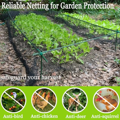 Bird Netting 14x14 Ft, 1/2In Mesh Garden Bird Netting, Fruit Tree Netting | Heavy Duty Woven Mesh Garden Netting, Pest Barrier for Plants & Blueberry, Animal Mesh Fence Against Birds, Deer, Poultry - size: 14x14ft-1/2in mesh