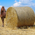 5x5ft Round Bale Hay Net for Horses, Large Thick & Durable Nylon Knotless Slow Feeder Hay Nets for HorsesGoats Healthier Feeding Solution - size: 5*5 Ft