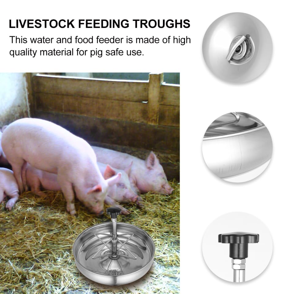 Stainless Steel Feeding Bowl Trough for Livestock and Pigs 9.84X9.84X3.54 Inch Multi-Compartment Rust Proof Farm Feeder Easy to Clean