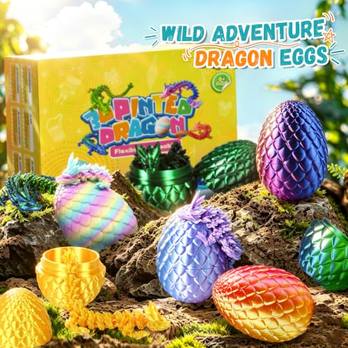 Impossmaker 12pcs 3D Printed Dragon Eggs, Crystal Dragon Toy Gifts | Surprise Dragon Eggs for Party Favors, Fun Goodie Bag Stuffers for Birthdays, Classroom Prizes - style: 12P-S1
