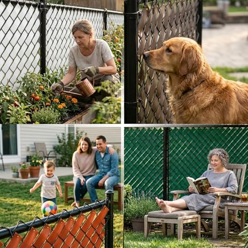 Chain Link Fence Privacy Tape (Redwood) - color: Redwood