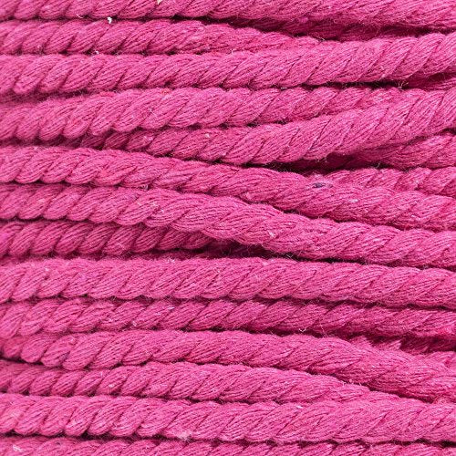Twisted Natural Cotton Rope - 1/4 Inch - Solid Colors - Available in Lengths of 10 Feet, 25 Feet, 50 Feet, and 100 Feet - color: Rose Red, size: 10 feet