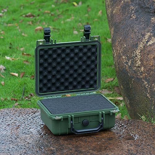 MEIJIA Portable All Weather IP67 Waterproof Protective Case,Hard Camera Case,Dry Case with Customizable Foam,Fit Use Of Drones,Camera,Equipments,10.62 x9.68x4.87inches - color: Green