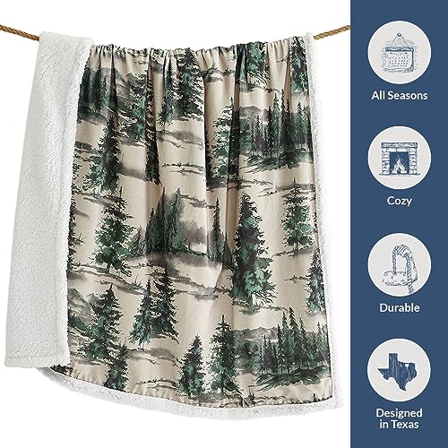 Paseo Road Indigo Hill by HiEnd Accents Joshua 54x68 Throw Blanket | Forest Pine Trees Nature Woodland Mountain Print, Western Cabin Lodge Rustic-Style Fleece Blanket for Camping - color: Joshua Pine Trees