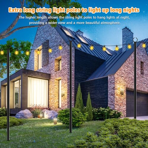 LETIANPAI 4 Pack String Light Poles,10 Ft Light Poles for Outside String Lights,Outdoor Lights Pole with Fork,Metal Poles Stand for Patio Deck Backyard - size: 4 Pack 10FT
