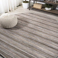 JONATHAN Y Wide Stripe Indoor Outdoor Round Area Rug 6 Ft Brown/Natural, Bo Modern Farmhouse for Backyard, Patio, Porch, Easy-Cleaning, High Traffic, Pet-Friendly, Non-Shedding (TSN101A-6R) - size: 6'7" (Round)