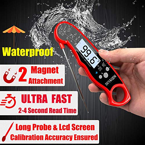 Instant Read Digital Meat Thermometer (2 Pack) Waterproof Kitchen Cooking Food Thermometer with Probe Backlight & Calibration,Best Quick Grill Meat Probe for Grilling BBQ Smoker Chefs