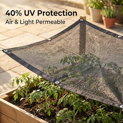40% Shade Cloth for Garden 6.5 x 10 FT,50PCS Zip Ties | Durable Breathable HDPE Mesh Sun Shade with Grommets,UV Resistant Black Garden Shade Net for Plants,Greenhouse,Patio - size: 40% 6.5ft x 10ft