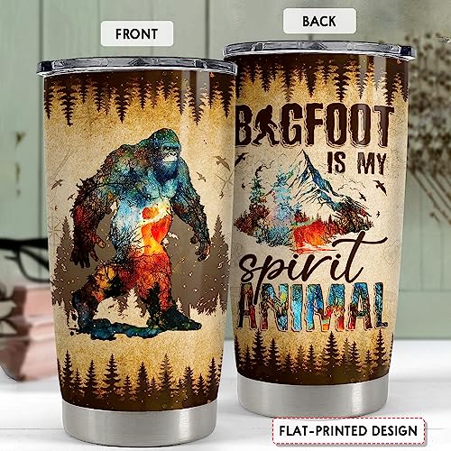 SANDJEST Bigfoot Tumbler Cup 20oz Sasquatch Gifts for Men Stainless Steel Insulated Tumblers Coffee Travel Mug Gift for Birthday Christmas - color: Bigfoot